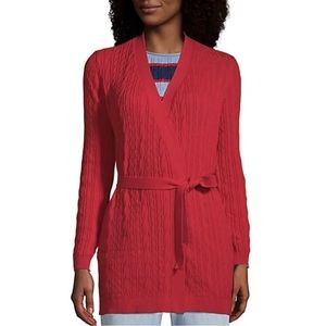 Lands End Cardigan NWT Medium Red